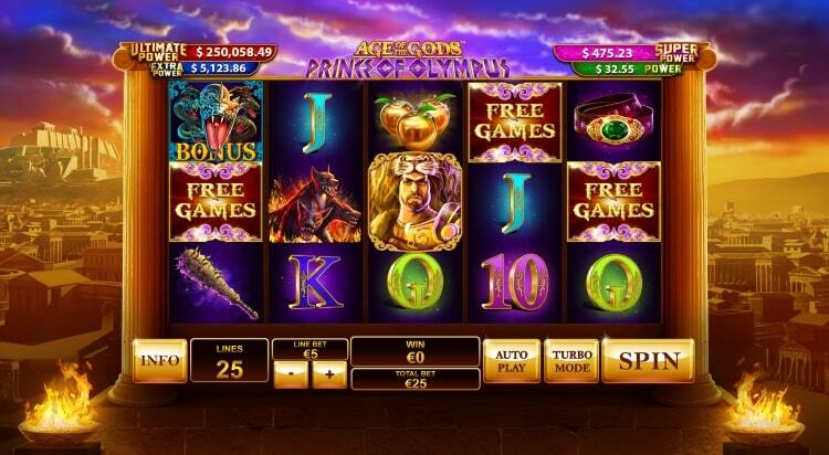 Jackpot gokkast Age of the Gods: Prince of Olympus