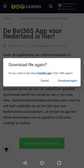 file downloaden voor bet365 app