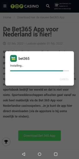 installing... bet365 app