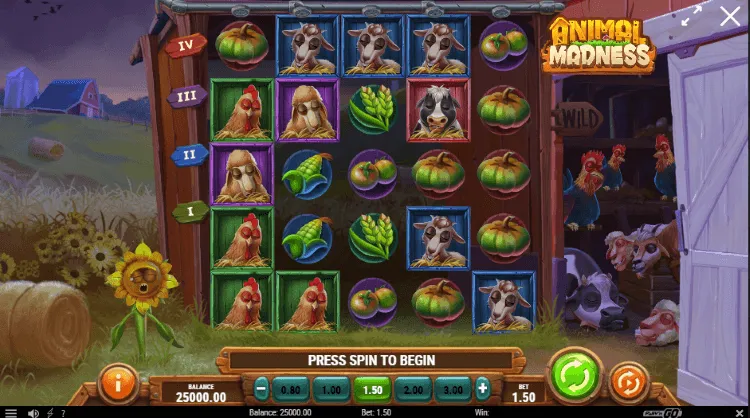 Animal Madness slot game met boerderijthema