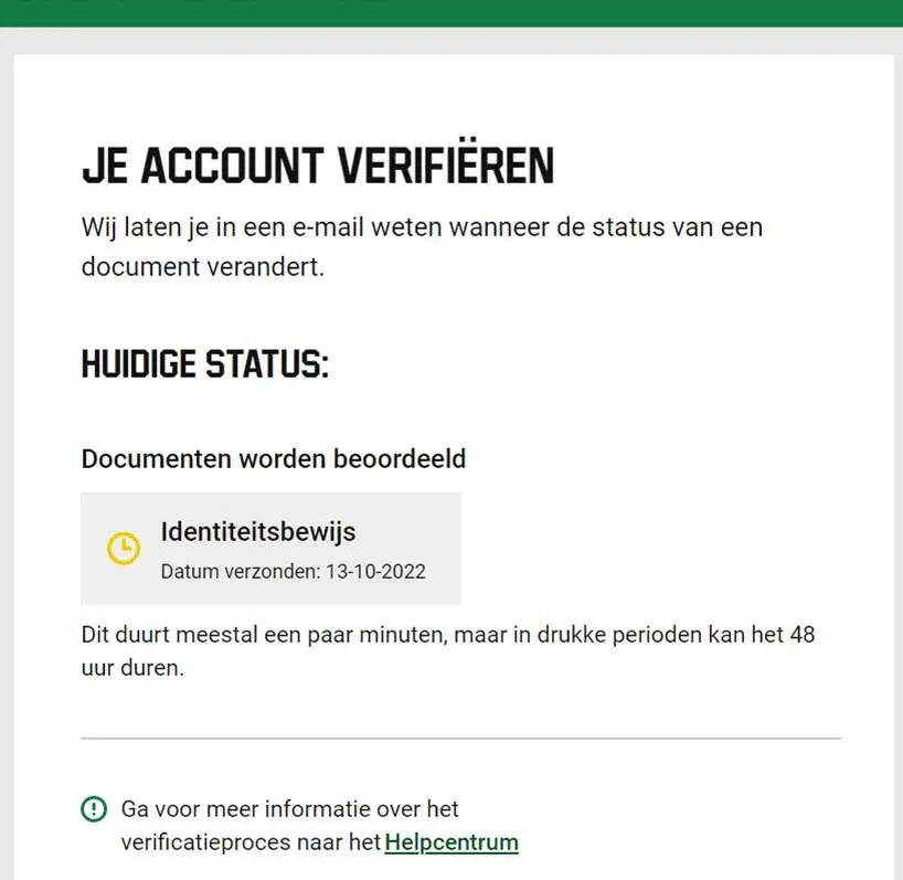 Account verifiëren bij Unibet