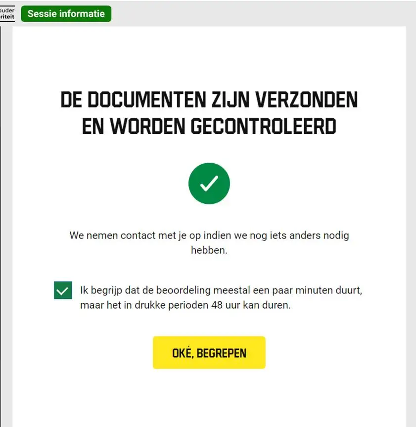 Wachten op goedkeuring account Unibet