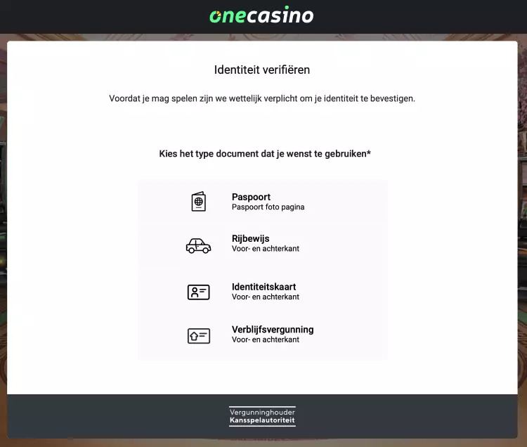 verificatie onecasino