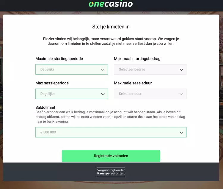 limieten instellen onecasino