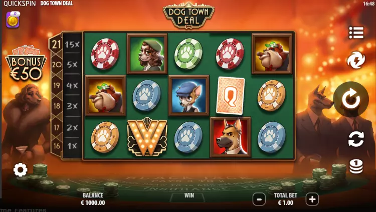 Quickspin gokkast Dog Town Deal met multiplier ladder